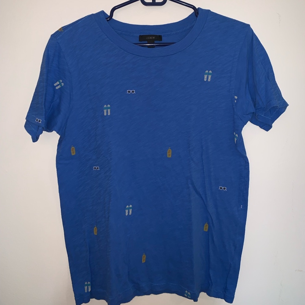 J. Crew Short Sleeve Beach Print Tee